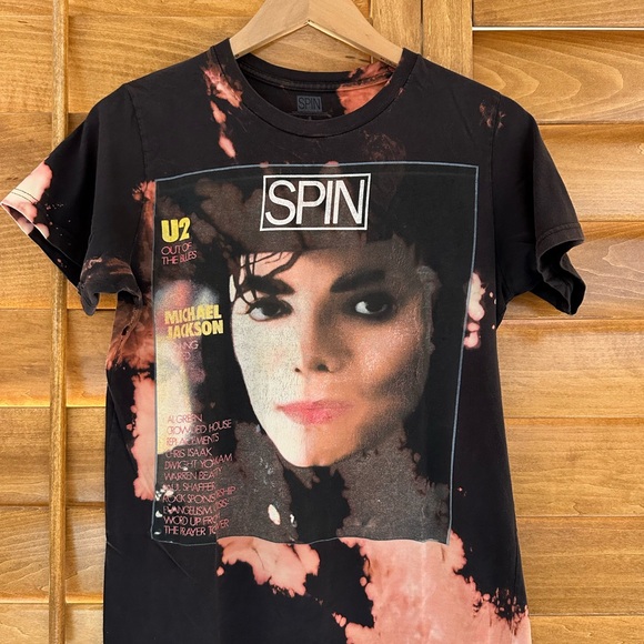 VTG Spin Magazine Michael Jackson Black Tie Dye T-Shirt Mens Small - Picture 6 of 6